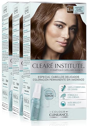 Clinuance | Permanente Coloration ohne Ammoniak | Empfindliches Haar | 5.34 Kastanienbraun Hell Haselnuss | 170ml (x3)