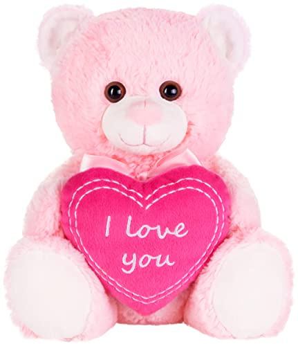 BRUBAKER Teddy Plyschbjörn med hjärta Rosa - I Love You - 25 cm - Nalle Plyschbjörn Plyschbjörn Plyschbjörn Nalle Leksak - Mjukdjur Rosa