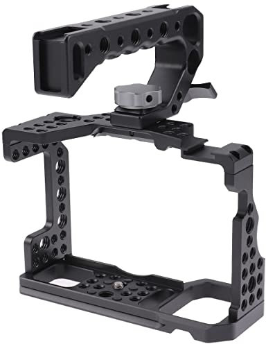 Hersmay Cage A7III A9 avec poignée supérieure - Cage en Aluminium pour Appareil Photo Sony A7III/A7RIII/A9/A7II - Stabilisateur de vlogging pour Prise de Vue vidéo avec Montage de