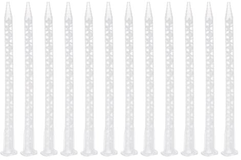 sourcing map 20 Pcs Epoxy Tubes Static Mixer, 6.02-inch Plastic Resin Mixing Nozzle Pointed Tip for AB Glue Adhesive Gun Applicator 50mL Cartridges, White