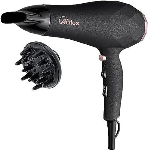 ARDES - ARPHON02 Haartrockner STYLO 2200W, Professioneller kompakter Zuhause-/Reisehaartrockner, Haartrockner mit 2 Zubehörteilen, Diffusor und Luftkonzentrator, Haartrockner mit abnehmbarem Filter