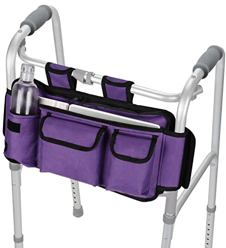 supregear Marcheur Sac, de Haute Qualité Panier De Marche Pliable Organisateur Pochette Pour N'importe Quel Walker Style Rollator et Fauteuil Roulant (Violet Clair)