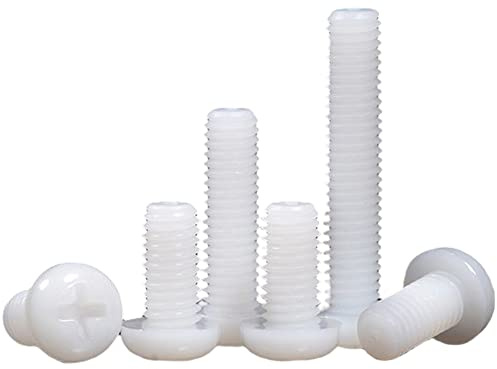 Viti Phillips a testa tonda in plastica di nylon bianco da 100 pezzi M5x12 mm, per accessori meccanici fai da te accessori di fissaggio per stampi.