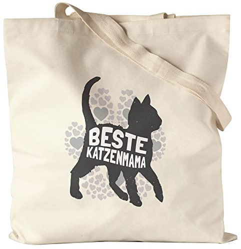 Hey!Print Beste Katzenmama Jutebeutel Stoffbeutel Canvas Katzen-Mama Geschenk Katzenliebhaber Katzenbesitzer Katzen Kätzchen