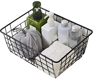 Cesto Portaoggetti in Filo Metallico Nero, Cesto Portaoggetti Per Alimenti in Filo Metallico Organizzatore Cestini Per L'organizzazione di Decorazioni Per La Fattoria Per Armadietti Dispensa Bagno