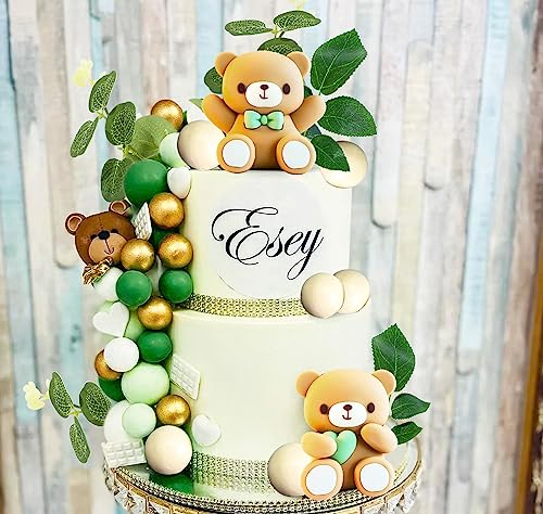 JeVenis Sage Green Baby Dusche Kuchen Dekoration Teddybär Kuchen Topper Enthüllen Kuchen Dekoration Bär Baby Dusche Party Supplies Teddybär Dekoration