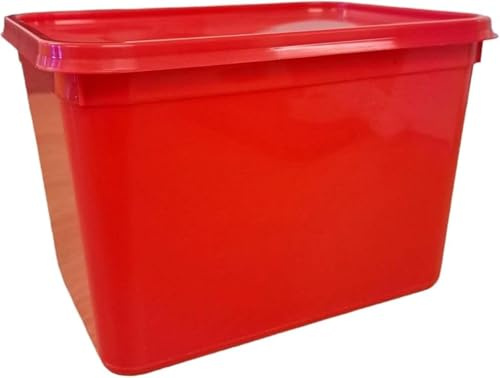 We Can Source It Ltd - Red Ice Cream Containers 4L with Lids Plastic Food Storage Box with Durable Design – Ideal for Kitchen Use, Desserts and Bulk Food – Stackable and Easy to Clean - Pack of 10