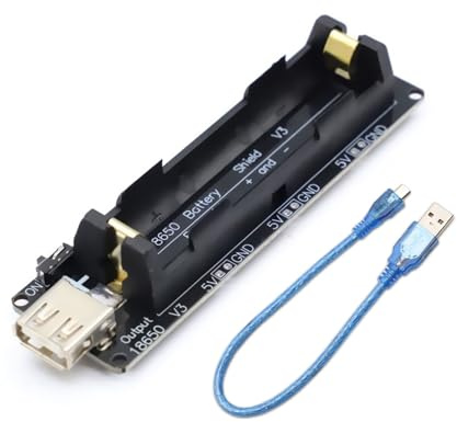 APKLVSR 18650 Battery Expansion Shield V3 Port Micro-USB, 18650 Battery Shield 5V V3 Chargeur Micro-USB avec câble USB pour Raspberry Pi et Arduino