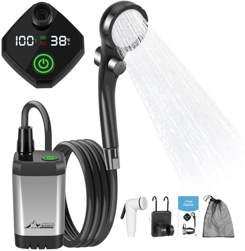 WADEO Portable Camping Shower, [6000mAh] [Vibrant Colours] Rechargeable Battery Shower Pump, Outdoor Shower Kit for Beach, Pet, Travel, Car
