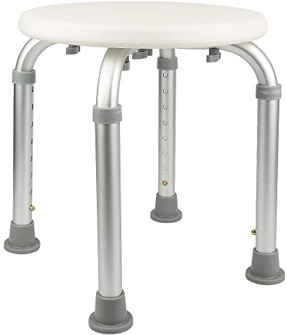 Duschhocker, Duschsitz, Duschhocker Höhenverstellbar, Anti-Rutsch Badhocker, Rutschfester Duschstuhl, Badezimmerhocker (Rund/Weiß)