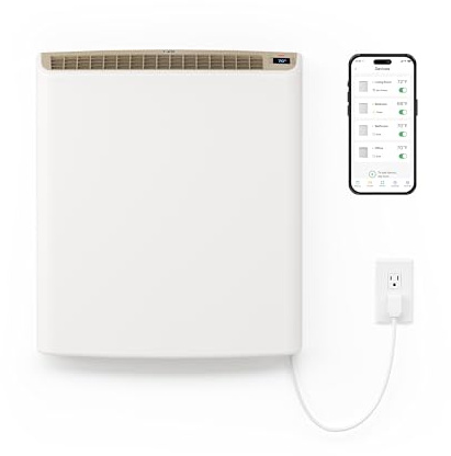 Smart Envi Wi-fi Plug-in Electric Wall Heater - Energy Efficient Smart Heaters for Indoor Use - App Controlled Electric Heater with Thermal Shut Off Switch - Compatible with Alexa & Google Home