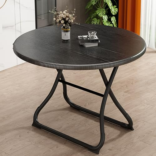 Runder Klapptisch,platzsparender Esstisch,Leichter klappbarer Tisch mit Dicker Tischplatte und stabilem Metallrahmen,für Terrasse,Hinterhof,Esszimmer,Veranstaltungen (Farbe: A,Größe: 80 cm)