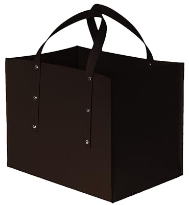 LIMAC Design MANEGHE Kaminholztasche aus Leder für den Innenbereich, Holzkorb für Brennholz, Brennholztasche mit gummierten Rädern, Hergestellt in Italien. (dunkelbraun)