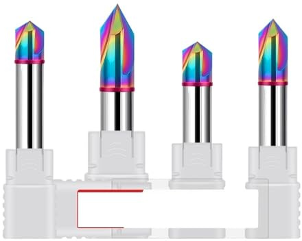 Fresas de chaflán HRC60 60°90°120° Fresado de chaflán de ranura recta Carburo de acero de tungsteno Fresa de mecanizado de recubrimiento colorido(120-Angle,8x8Dx60L)