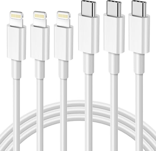 USB C to Lightning Cable, MFi Certified Fast Charger Cable 3Pack 1M,White | Lightning to Type C Cable for Compatible with iPhone 14 Pro Max 13 12 11,USB C to Fast Charging Cable,MFi Certified