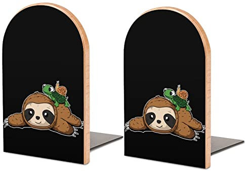 Lustige Faultier-Buchstützen aus Holz, schwere Buchhalter für Regale, dekorative Buchstützen
