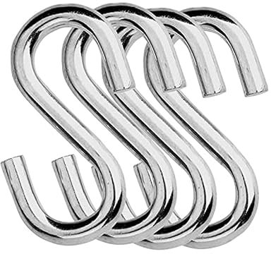 Robuste S-Haken zum Aufhängen von Hängemattenständern, Schaukelpflanzen, Lasten bis zu 250 kg, 8,4 cm lang, 0,8 cm dick, verzinkt, Haken in Industriequalität, 2 Stück