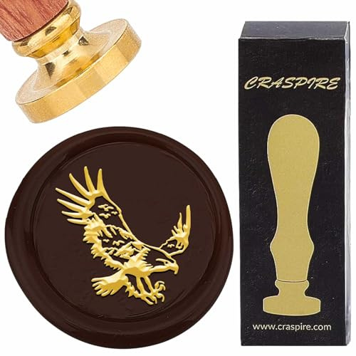 craspire Adler Wachsstempel Im Vintage Stil Abnehmbar 30mm Goldmessing Himmelsvogel Siegelstempelköpfe Ersatz Mit Holzgriff Für Umschläge Einladungen Karten DIY Basteln Geburtstage Hochzeitsgeschenke