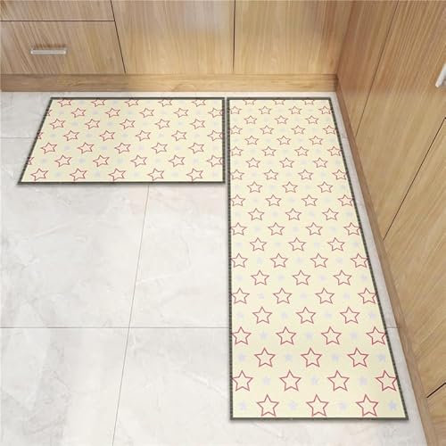 Küchenteppich Gelber Stern Küchenläufer,Teppich Für Küchenteppich Waschbar rutschfest, Fussmatte Aussenweich Und Superabsorbierend Waschbar In Waschmaschine 40X60+40X120