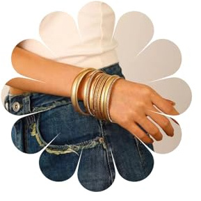Wendalern Gold-Armreifen-Armband-Set Für Frauen Multi Stapeln Breite Armreifen Indischen Bollywood Strass Dünnen Armreif Tennis Armbänder Ethnischen Texturiert Twist Armbänder Hochzeit Outfit Schmuck