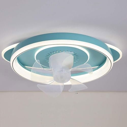 PTLYE Ventilador de Techo de 20.5» con luz, Ventilador de bajo Perfil LED Minimalista Blanco, Ventilador de Techo de Montaje Empotrado, 3 velocidades, Mando a Distancia, Motor DC silencioso, para(A)