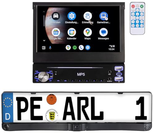 Creasono Autoradio mit Display: 1-DIN-Autoradio mit Apple CarPlay, Android Auto, Rückfahrkamera (Navi mit Rückfahrkamera, mit 1DIN, Car)
