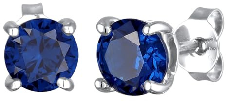 Kuzzoi Herren Ohrringe Ohrstecker Rund (6 mm) mit syntetischen Saphir in Blau aus 925 Sterling Silber Ohrschmuck für den Mann