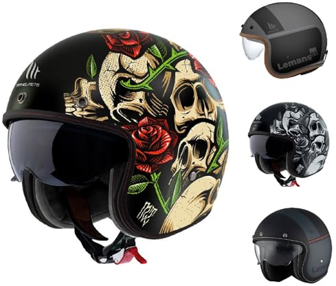 Motorbike Open Face Helmet mt Le Mans 2 SV S - Scooter Touring Urban Sports Racing Motorcycle Helmets - Adult Bike Riding ECE 22.06 Approved Jet Helmet (Quality B2 Matt Black Grey,L)