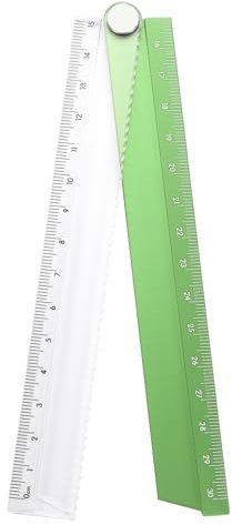sourcing map Folding Straight Ruler 30cm Metric Aluminum Alloy Protractor Foldable Angle Ruler Geometric Measuring Tool for Architects Artists Office, Green