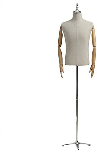 OWOHYG Schaufensterpuppe, Männlich, Torso, Schneiderpuppe, Schneiderpuppe Für Ladenständer, Modell, Dummy, Höhenverstellbar, Mit Metallstativ, 2 Größen,