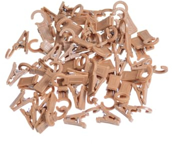 Gardinenhaken für Ringe Eiche 50 Stück 10mm Durchmesser - Praktisch Vorhanghaken für Vorhänge - Haken für Gardinenstange - Gardinen Klammern - Vorhang Clips - Gardinen Clips