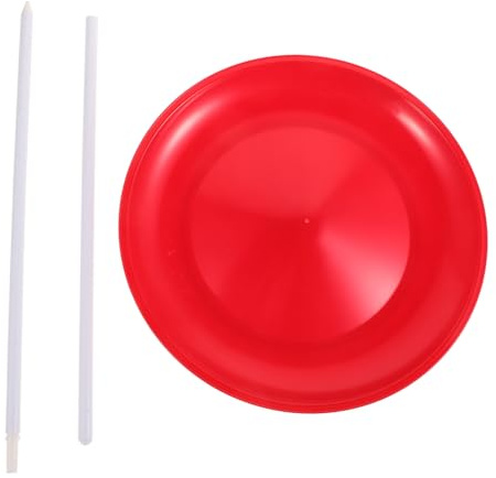 Abaodam Equipo de Habilidades Circenses Fácil de Aprender y Alto Rendimiento Disco Chino con Platos Giratorios de Plástico Rojo para Malabares para Actuaciones de Circo