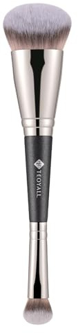 TEOYALL Dual-Ended Foundation Under Eye Concealer Brush, Sloped Angled Contour Synthetic Bristles for Liquid Cream Powder