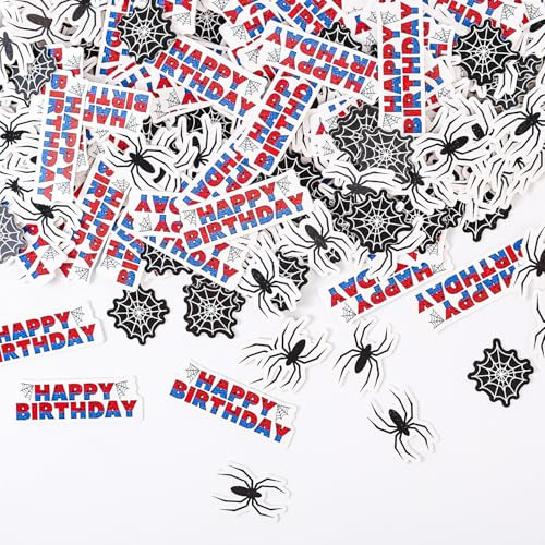 SAVITA 300 Stück Spinnen-Happy-Birthday-Konfetti, 3 Designs Spinnen-Konfetti Happy Birthday-Tischdekoration DIY-Bastelbedarf für Kuchen Jahrestage Hochzeiten