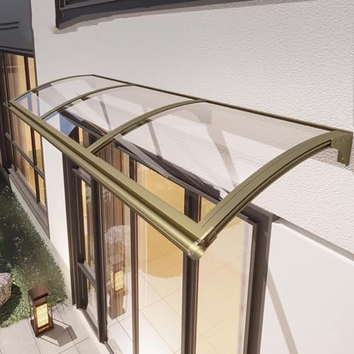 Marquise de Porte Exterieur Auvent De Porte D'entrée Transparent, Auvent De Toit, Abri De Terrasse, Abri De Pluie, avec Panneau en Polycarbonate Et Cadre en Aluminium(80x400cm/32 x157)