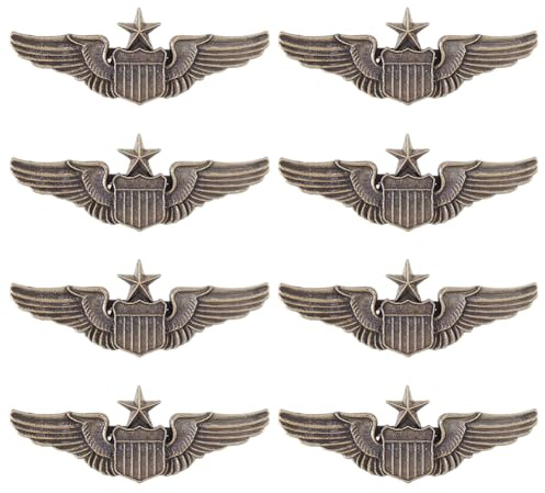 SUPERFINDINGS 8Stk Flügel Anstecknadeln 2.3 Antik Bronze Luftwaffen Pilotenabzeichen Militärflieger Flugbegleiter Broschen Für Hut Uniform Kostüm Pilotengeschenk