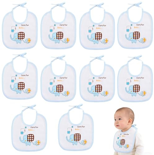 10 Stück Sabberlätzchen Baby Lätzchen, Babylätzchen aus Baumwolle, Wasserdichte Babylätzchen, Sabberlätzchen Baby, Wasserdicht Kleinkind Fütterlätzchen für Kleinkinder Wasserfest und Schmutzabweisend