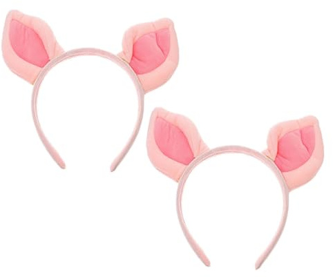 MAGICLULU 2 Stück Rosa Schweineohren Haarreifen aus Stoff Weich und Bequem Sicherer Sitz für Cosplay Karneval und Party
