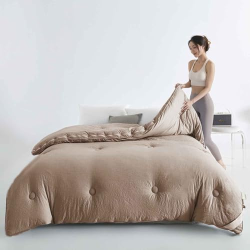 HLTQL Trapunta Invernale in Fibra di Soia, Piumone Invernale Spesso, Coperta Molto Calda E Super Morbida per 2 Persone, Trapunta in Microfibra, Piumone Trapuntato Reversibile(05,150 * 200cm/1.5kg)