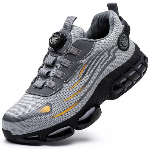 YEKOYIOO Scarpe Antinfortunistiche Uomo Donna Scarpe da Lavoro Grigio 42 EU