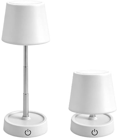 Wxeadu 2 Stück LED Tischlampe,Höhenverstellbar Teleskop Tischleuchte,Tischleuchte Kabellos LED Tischlampe Akku USB Aufladbar,Kleine LEDNachttischlampe Touch Dimmbar für Nachttisch Schlafz Wohnz