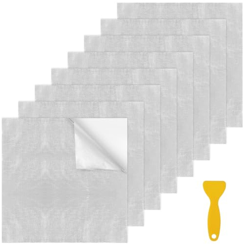 Pack of 8 Aluminised Heat Protection Mat, 30 x 30 cm, Self-Adhesive Insulation Mat, Fibreglass Insulation, Heat Blanket, High Temperature Protection, Insulation Film for Hose, Pipe Insulation