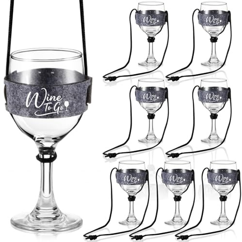 Hestya 8 Piezas Portavasos de Fieltro para Colgar Portavasos Portátil para Festivales Soporte Colgante Ajustable para Copas Para Fiestas Cumpleaños Navidad y Picnics(Gris, 33,5 x 3 x 0,3 cm)