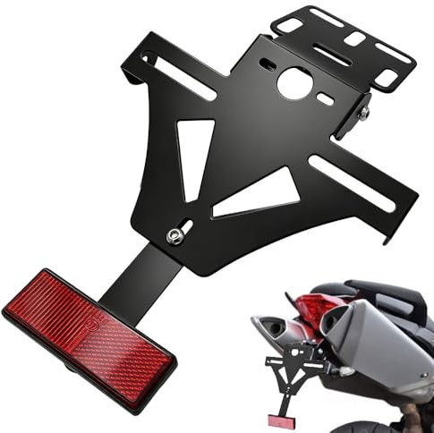 LYPPUL Kennzeichenhalter Motorrad, Verstellbarer Motorrad Kennzeichenhalter, Universal Nummernschildhalter für Meisten Gängigen Motorradmodellen （Ohne Licht）
