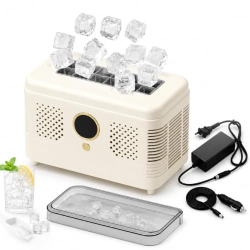 Macchina per il ghiaccio portatile con doppia alimentazione, mini macchina per il ghiaccio da 12 V CC, raffreddamento rapido di 12 cubetti in 15 minuti, per viaggi in cucina in campegg white 16 cubes