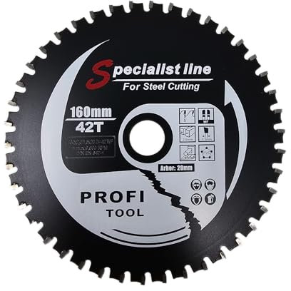 profi-tool-germany HM-Sägeblatt 160 x 2,0 x 20 Z= 42 WF für Holz/Alu/Stahl/PVC mit Antihaft Beschichtung