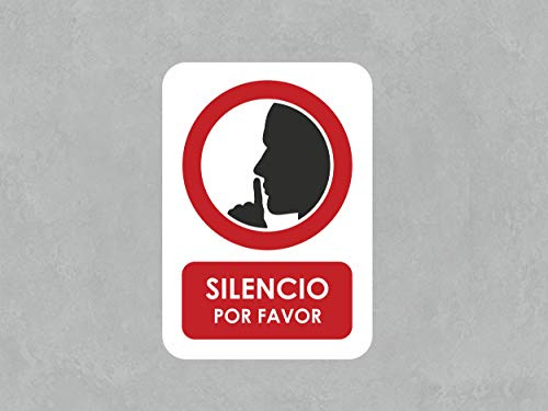 Pack 10 Señales Silencio por Favor | 14,80x21cm Material PVC Resistente