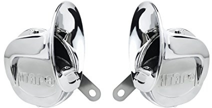 Clacson cromato per auto stile lumaca, confezione doppia, tono alto e tono basso 12 V.