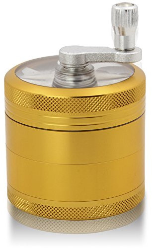 DCOU Handkurbel Premium Mühle unzerbrechlich CNC Aluminium Metall Mahler Schleifer, 4 Teile, Ø55mm (Mattes Gold)