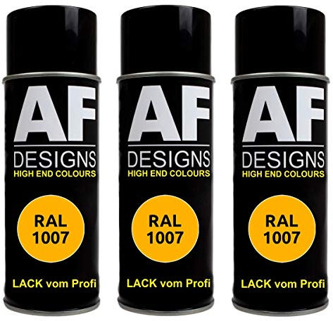 Alex Flittner Designs 3x RAL Lackspray Autolack Buntlack Spraydose RAL1007 NARZISSENGELB seidenmatt